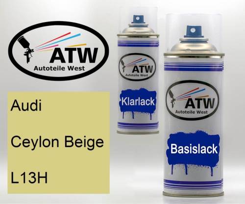 Audi, Ceylon Beige, L13H: 400ml Sprühdose + 400ml Klarlack - Set, von ATW Autoteile West.